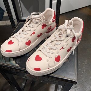Coach Red Heart and Ivory Tennis Shoes Size 6B